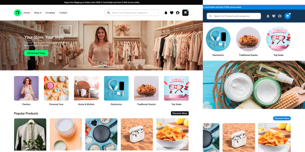 Pick a theme that matches your brand and business goals — we’ll customize and set it up perfectly for you. Fast, responsive, and ready to launch with all the powerful features of the Pixel Index ProCommerce Store.
