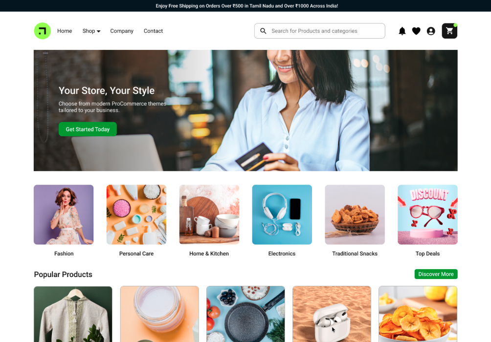 Responsive eCommerce website design